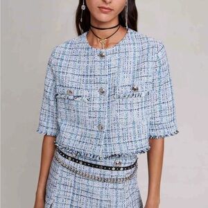 Maje Cropped Tweed Blazer